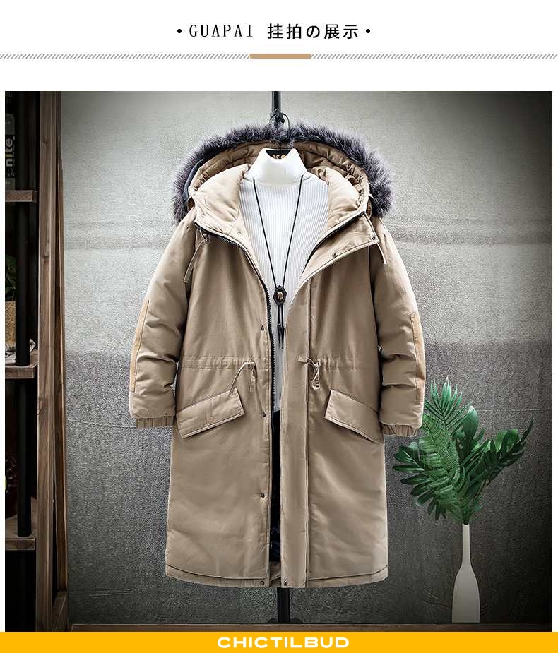 jakke frakke vinterjakke herre trend vinter lang militærgrøn - chictilbud.com